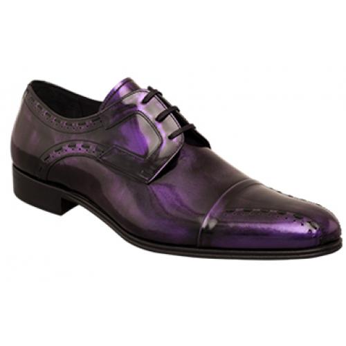 Mezlan "Paolino" Purple Irredescent Hand Blended Italian Calfskin Shoes